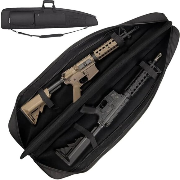 HUNTSEN Soft Double Shotgun Rifle Case Bag Black for Hunting Shooting Range - Picture 1 of 4